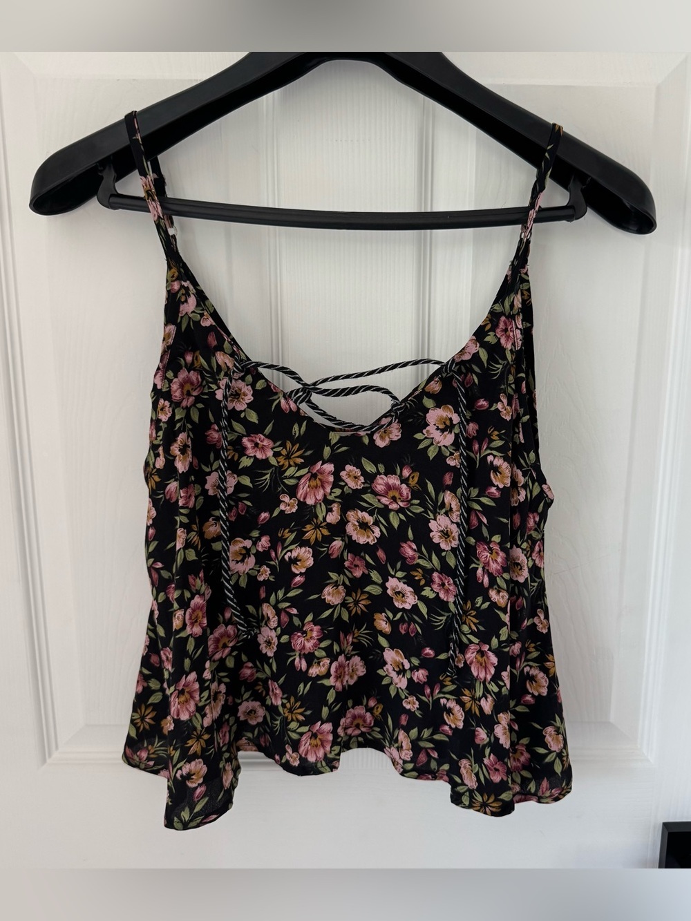 Saltwater Luxe NWOT Black Flowy Top Lace Up Floral